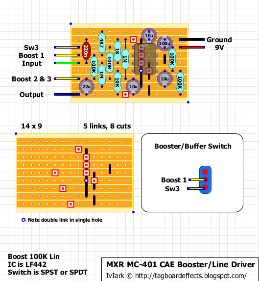 Guitar FX Layouts: MXR MC-401 CAE Booster/Line Driver